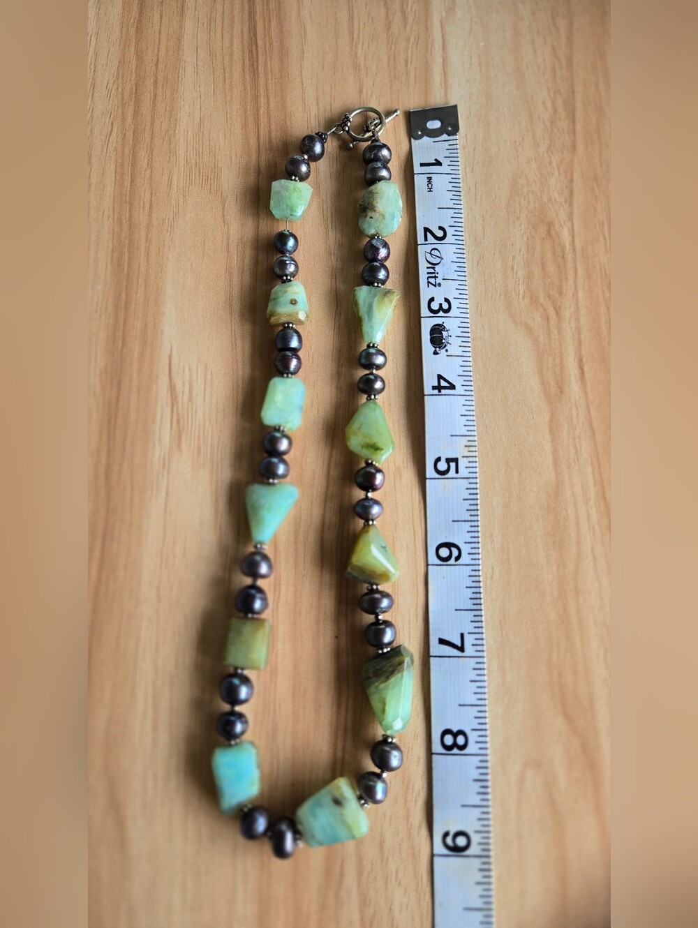 Atrisan Peruvian Opal Lustrous Black Freshwater Pearl Necklace Silvertone Accent - Picture 11 of 11